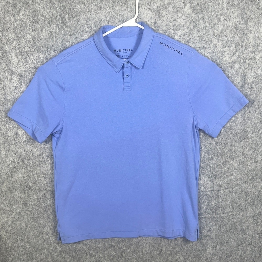 Municipal Sport Utility Gear Men's Polo Shirt Blue Short Sleeve Logo Size L